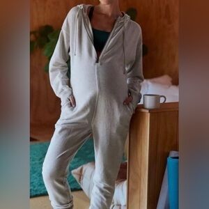 Cozy Cream Hooded Zip-Front Jumpsuit